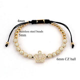 CZ Micro Pave Ball Crown Macrame Bracelets