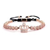 CZ Micro Pave Ball Crown Macrame Bracelets