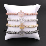 CZ Micro Pave Ball Crown Macrame Bracelets