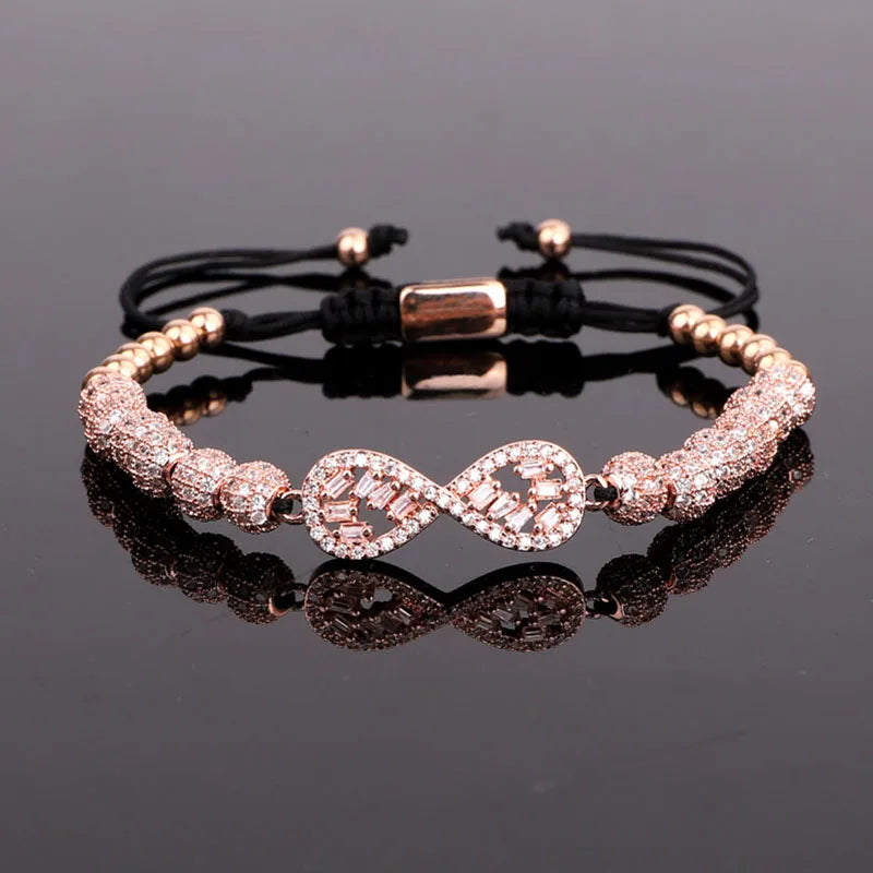 CZ Micro Pave Infinite Charm Macrame Bracelets