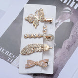 Faux Pearl Hair Clips Women Jewelry Scissors Comb Leaves Butterfly Shape Hair