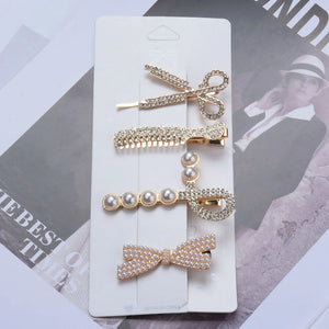 Faux Pearl Hair Clips Women Jewelry Scissors Comb Leaves Butterfly Shape Hair