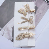 Faux Pearl Hair Clips Women Jewelry Scissors Comb Leaves Butterfly Shape Hair