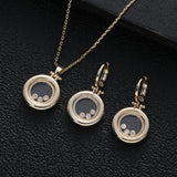 Zircon Heart Pendant Necklace Earrings Set