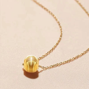 14K Cat's Eye Beads Pendant Chain Necklace for Women