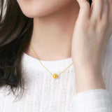 14K Cat's Eye Beads Pendant Chain Necklace for Women