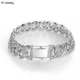 Iced Out Cuban Link Chain Bracelet Bling Rhinestone Jewelry