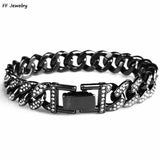 Iced Out Cuban Link Chain Bracelet Bling Rhinestone Jewelry