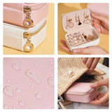 Travel Jewelry Storage Box Portable Leather Earrings Organizer
