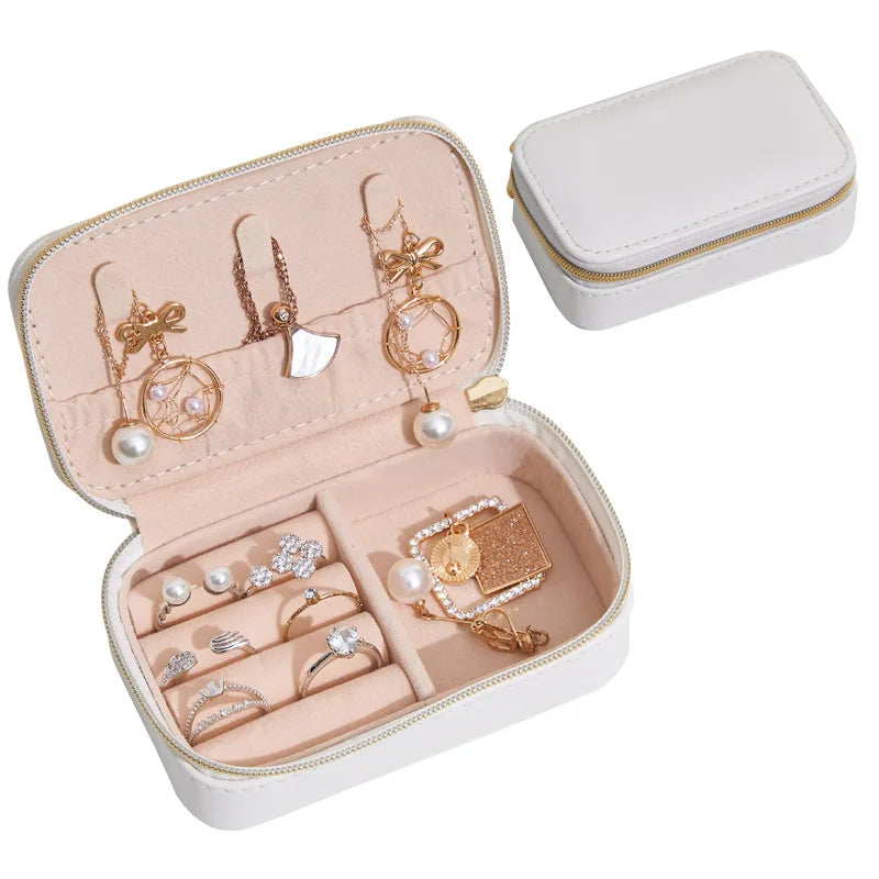 Portable Jewelry Travel Bag Leather Organizer Case