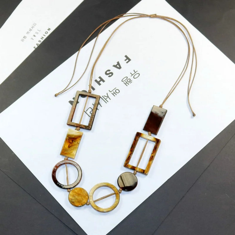 Long Necklace Women Accessories Birthday Gift Resin Beads Statement Pendant