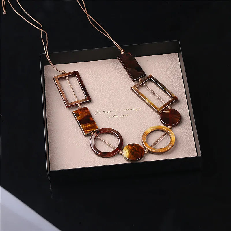 Long Necklace Women Accessories Birthday Gift Resin Beads Statement Pendant
