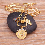 Lucky Evil Eye Moon Hand Zircon Necklace Women Wedding Party Jewelry