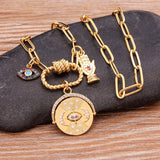 Lucky Evil Eye Moon Hand Zircon Necklace Women Wedding Party Jewelry