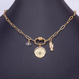 Lucky Evil Eye Moon Hand Zircon Necklace Women Wedding Party Jewelry