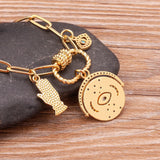 Lucky Evil Eye Moon Hand Zircon Necklace Women Wedding Party Jewelry