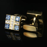 Men's Cufflinks Golden Rhinestones High Buttons