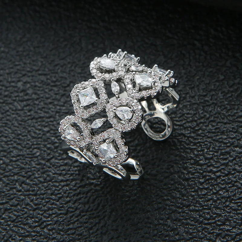 Cubic Zirconia Open Rings Women's Jewelry R-286