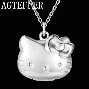 925 Sterling Silver Kitty Cat Pendant Necklace for Women