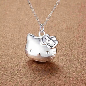 925 Sterling Silver Kitty Cat Pendant Necklace for Women