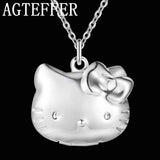925 Sterling Silver Kitty Cat Pendant Necklace for Women