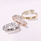 Crystal Zircon Snake Bangle Rose Titanium Steel - Birthday Gift