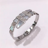 Crystal Zircon Snake Bangle Rose Titanium Steel - Birthday Gift
