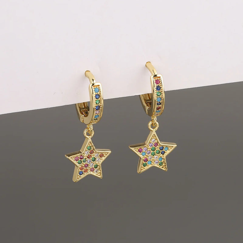 Tiny Star Piercing Earring with Zircon Inlay