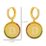 Rainbow Zircon A-Z 26 Letter Huggie Earrings Initials Hoops Earring
