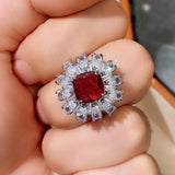 Red Zirconia Crystal Ring for Women Engagement