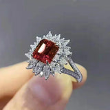 Red Zirconia Crystal Ring for Women Engagement