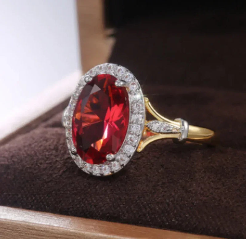 Red Zirconia Crystal Ring for Women Engagement