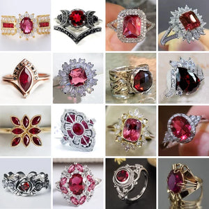 Red Zirconia Crystal Ring for Women Engagement