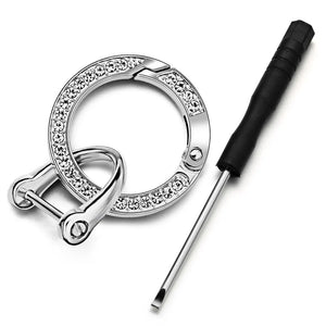 Crystal Rhinestones Keychain Spring Keyfob Metal Buckle Key Holder