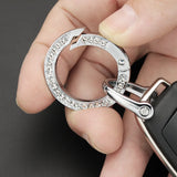 Crystal Rhinestones Keychain Spring Keyfob Metal Buckle Key Holder