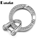Crystal Rhinestones Keychain Spring Keyfob Metal Buckle Key Holder