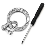 Crystal Rhinestones Keychain Spring Keyfob Metal Buckle Key Holder