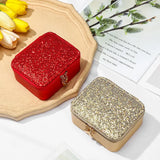 Sparkling Jewelry Box with Zipper Closure - Glitter PU Leather