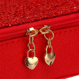 Sparkling Jewelry Box with Zipper Closure - Glitter PU Leather