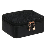 Sparkling Jewelry Box with Zipper Closure - Glitter PU Leather
