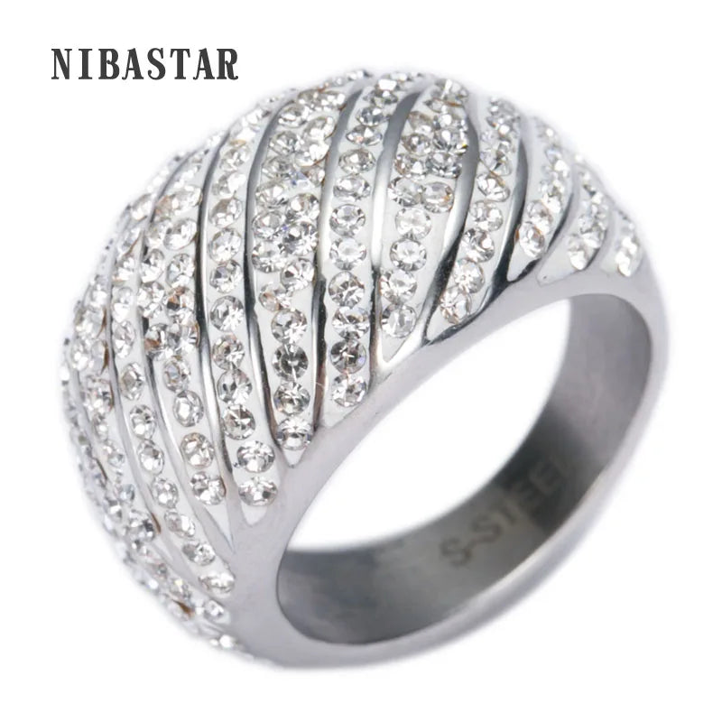 Size 6-9 CZ Women's Wedding Stainless Steel Rings Set for Brides
