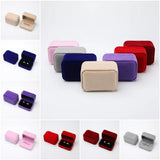 Velvet Couple Double Ring Box Jewelry Marriage Earring Holder Case
