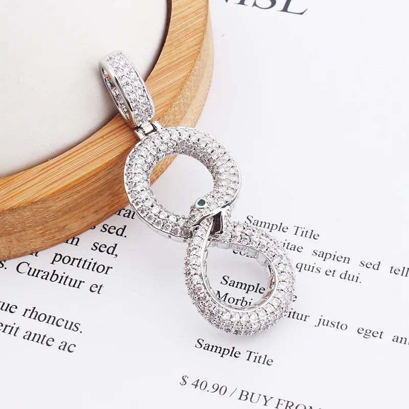 Zircon Snake Pendant Long Necklace Street Hip Hop Sweater Chain Unisex