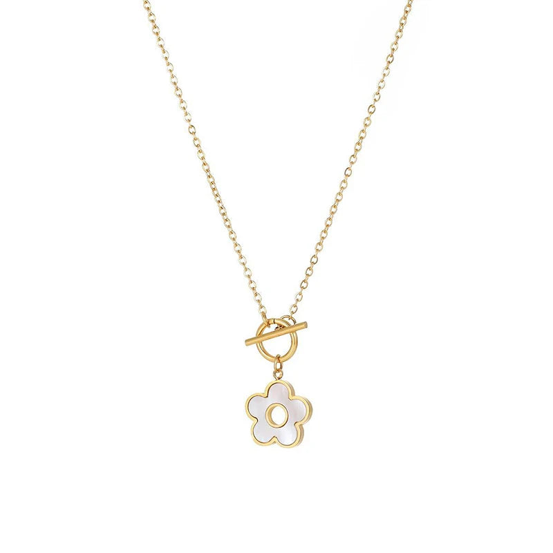 Princess Wind Titanium Steel Flower Pendant Necklace