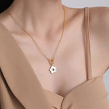 Princess Wind Titanium Steel Flower Pendant Necklace