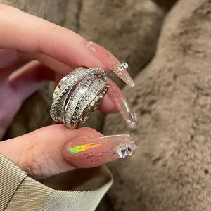 Crystal Zircon Geometric Multilayer Bridal Party Engagement Ring