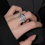 Crystal Zircon Geometric Multilayer Bridal Party Engagement Ring
