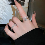 Crystal Zircon Geometric Multilayer Bridal Party Engagement Ring