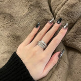 Crystal Zircon Geometric Multilayer Bridal Party Engagement Ring
