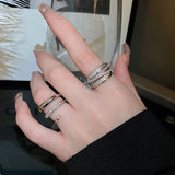 Crystal Zircon Geometric Multilayer Bridal Party Engagement Ring